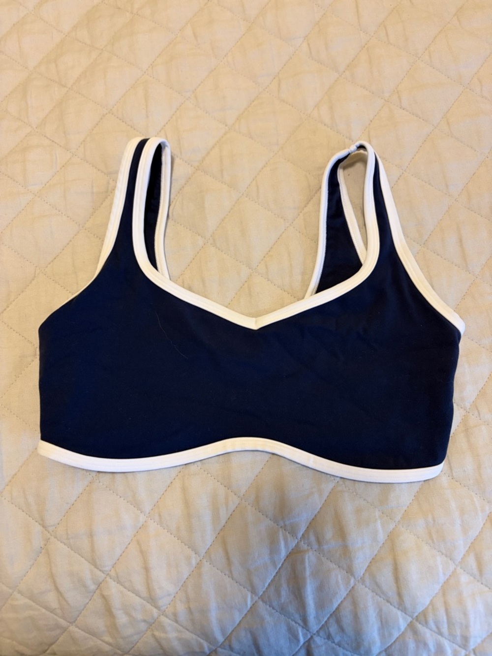 Abercrombie Navy Sports Bra with White Trim - Women's Intimates